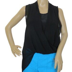 AllSaints Silk Asymmetrical Draped Blouse with Pointed Hem